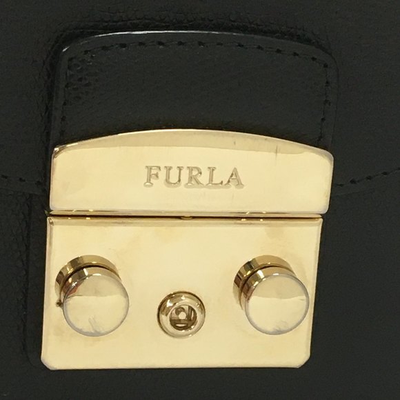 Furla Metropolis Shoulder Bag Chain Shoulder Mini Bag Leather Black - Picture 9 of 9